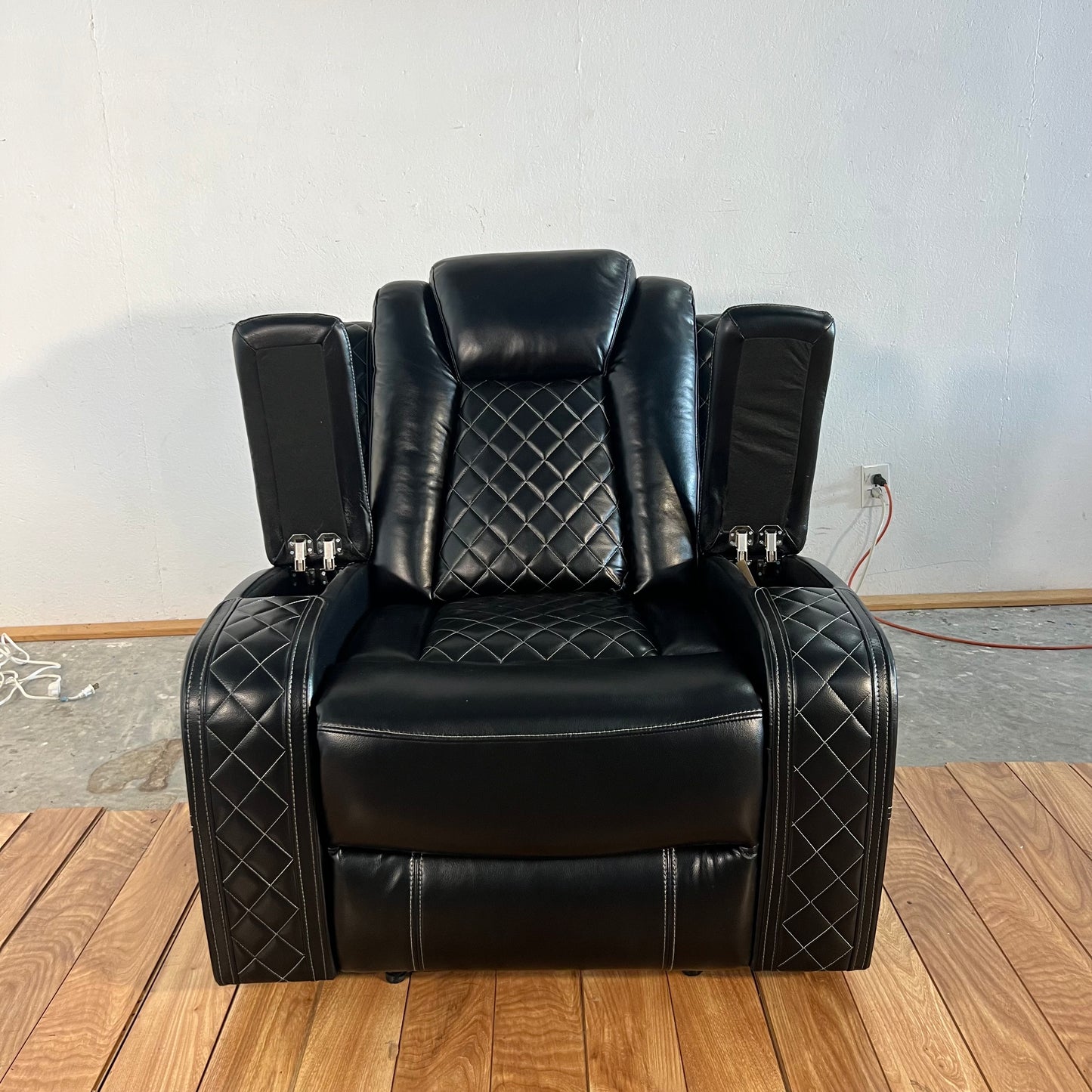 NEW Black Leather Electric Recliner