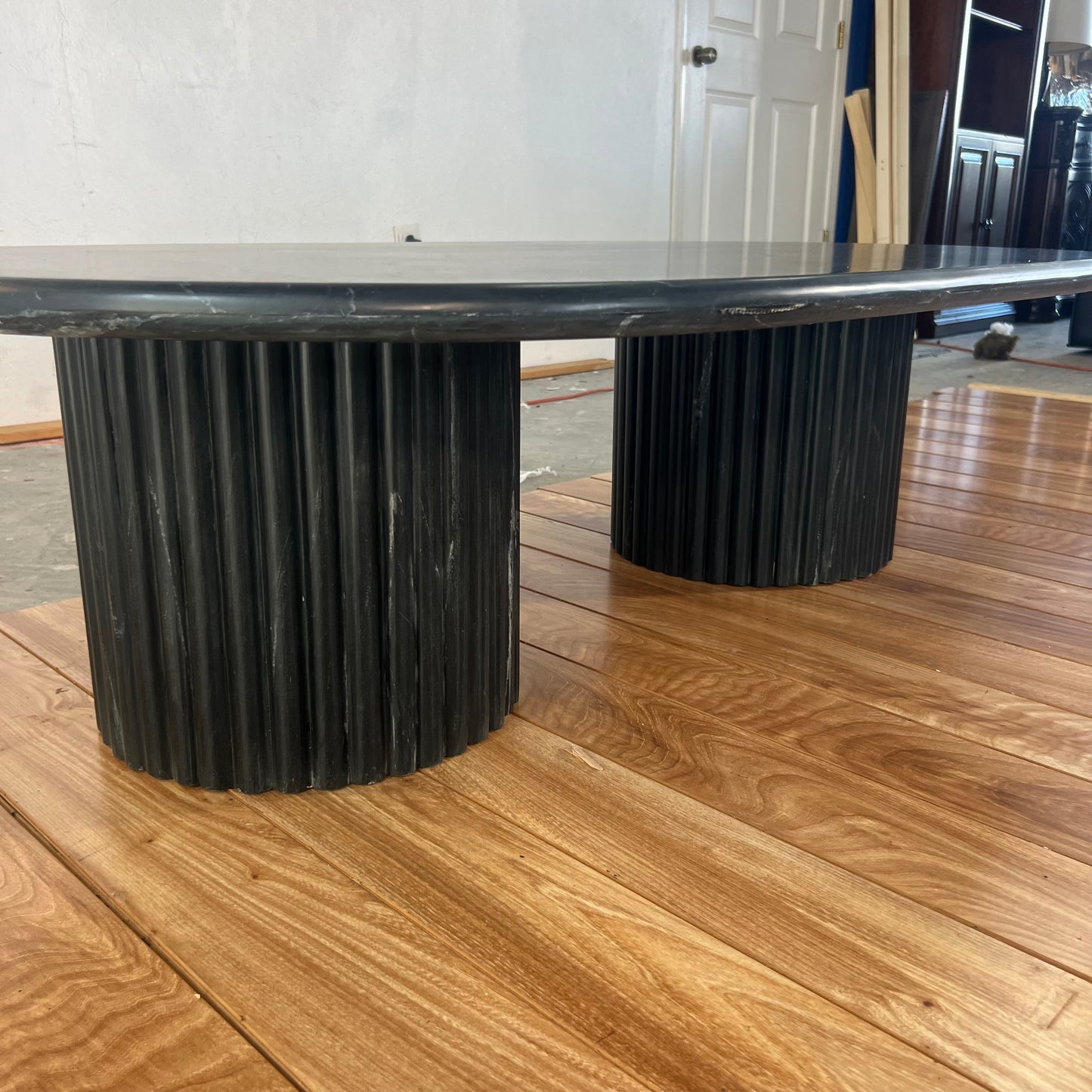 NEW Black Marble Oval Coffee Table