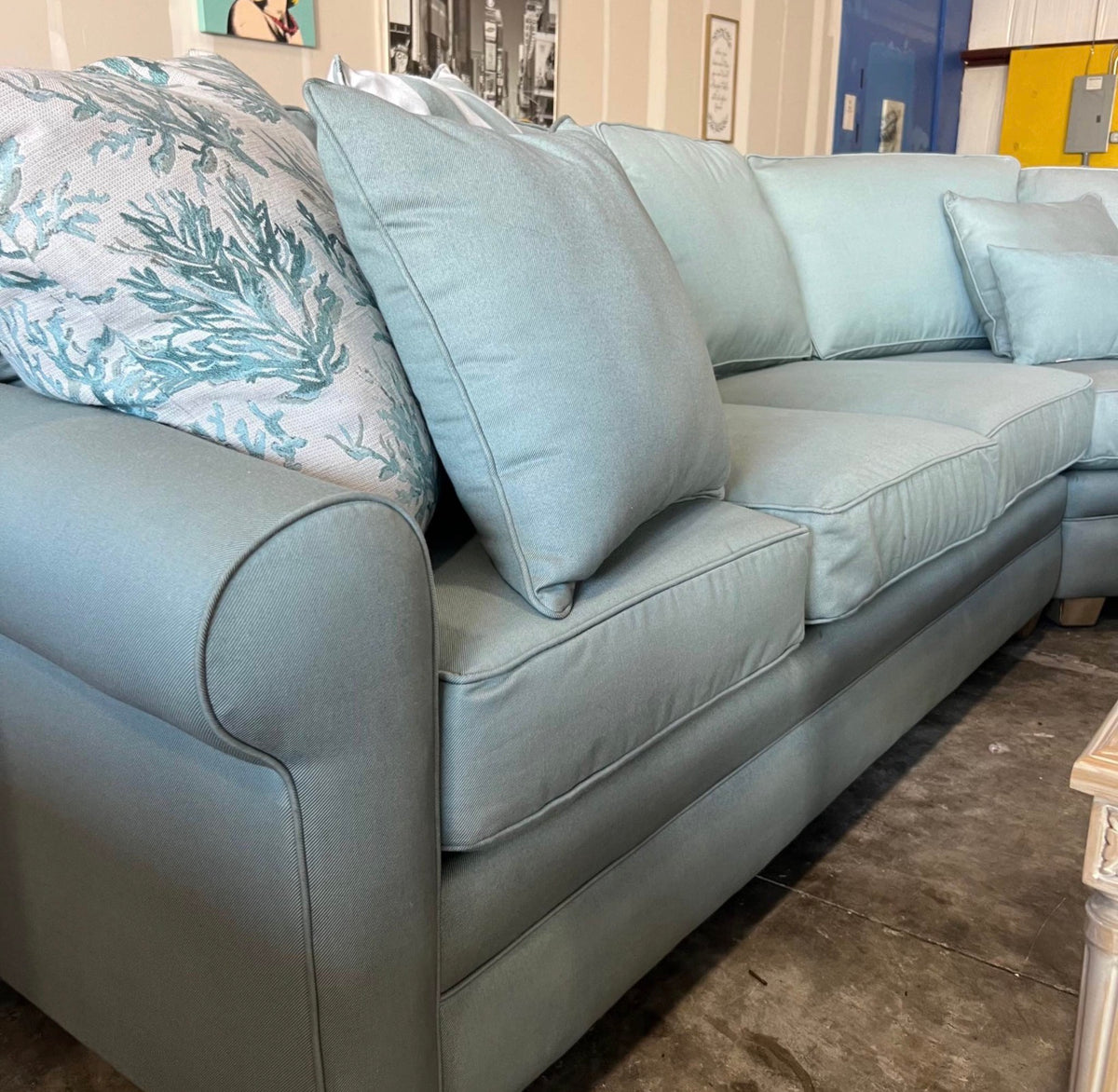 Flagship Mist 3-Piece Roll Arm Sectional Sofa