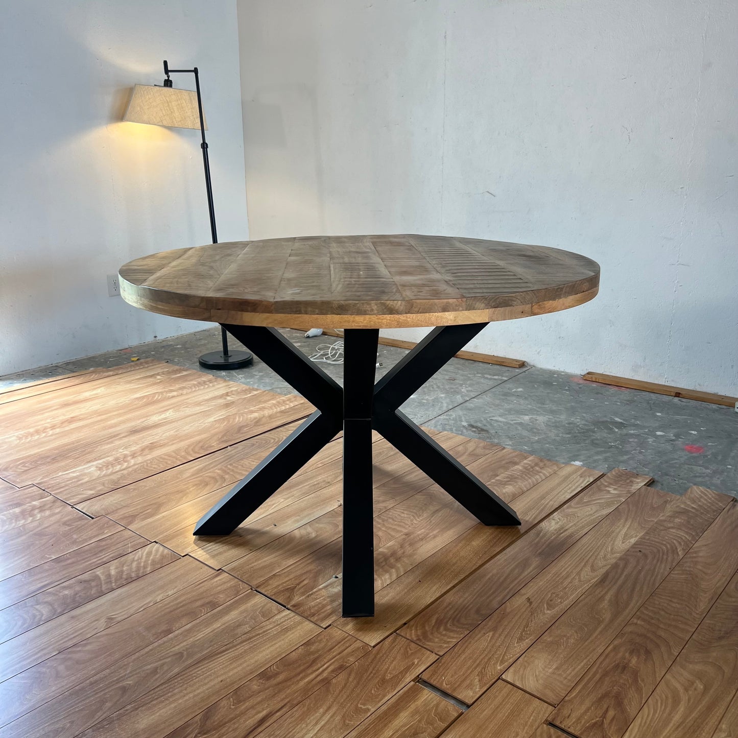 NEW 47” Solid Wood Industrial Round Table