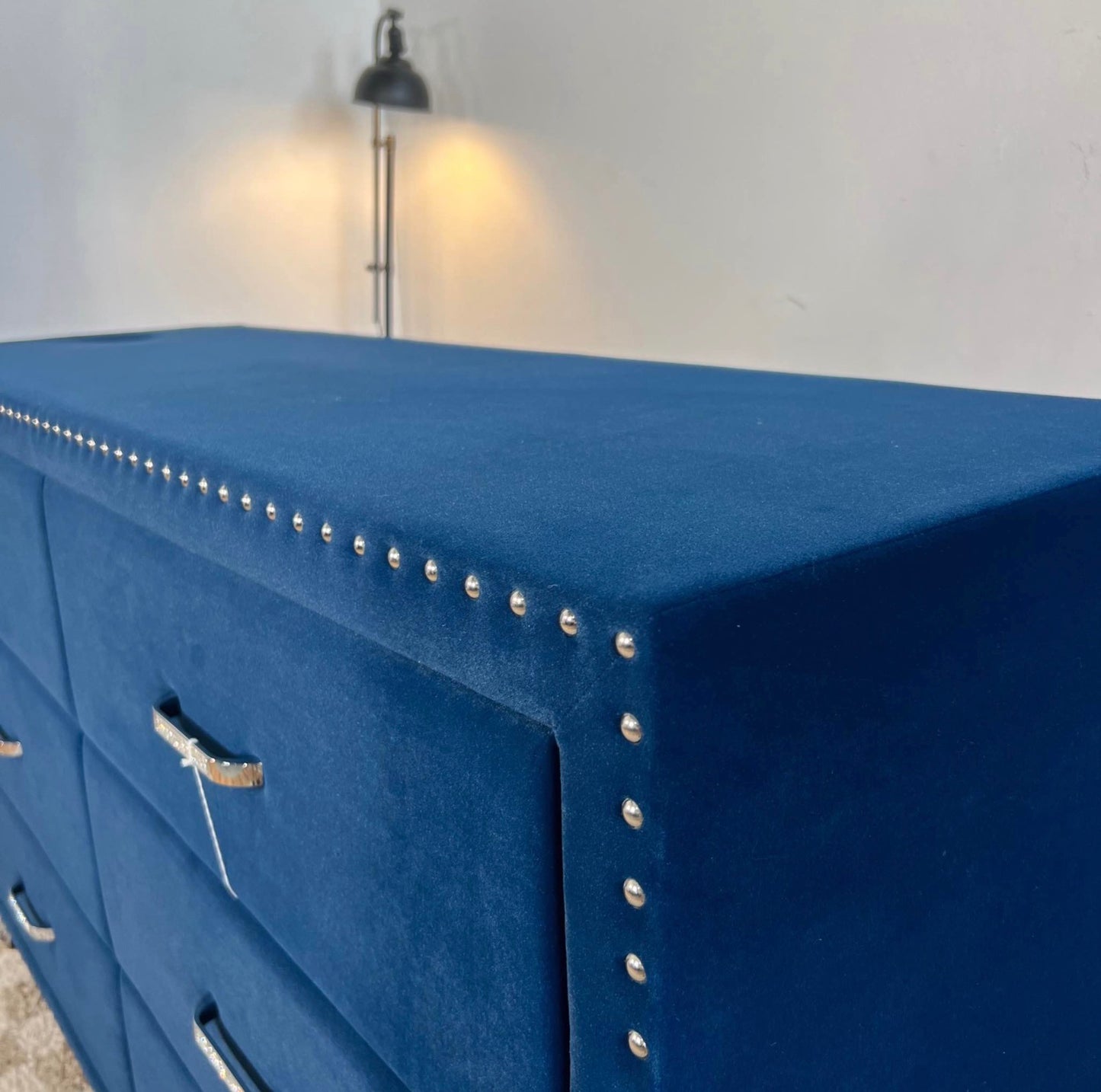 NEW Navy Blue Velvet 6-Drawer Dresser