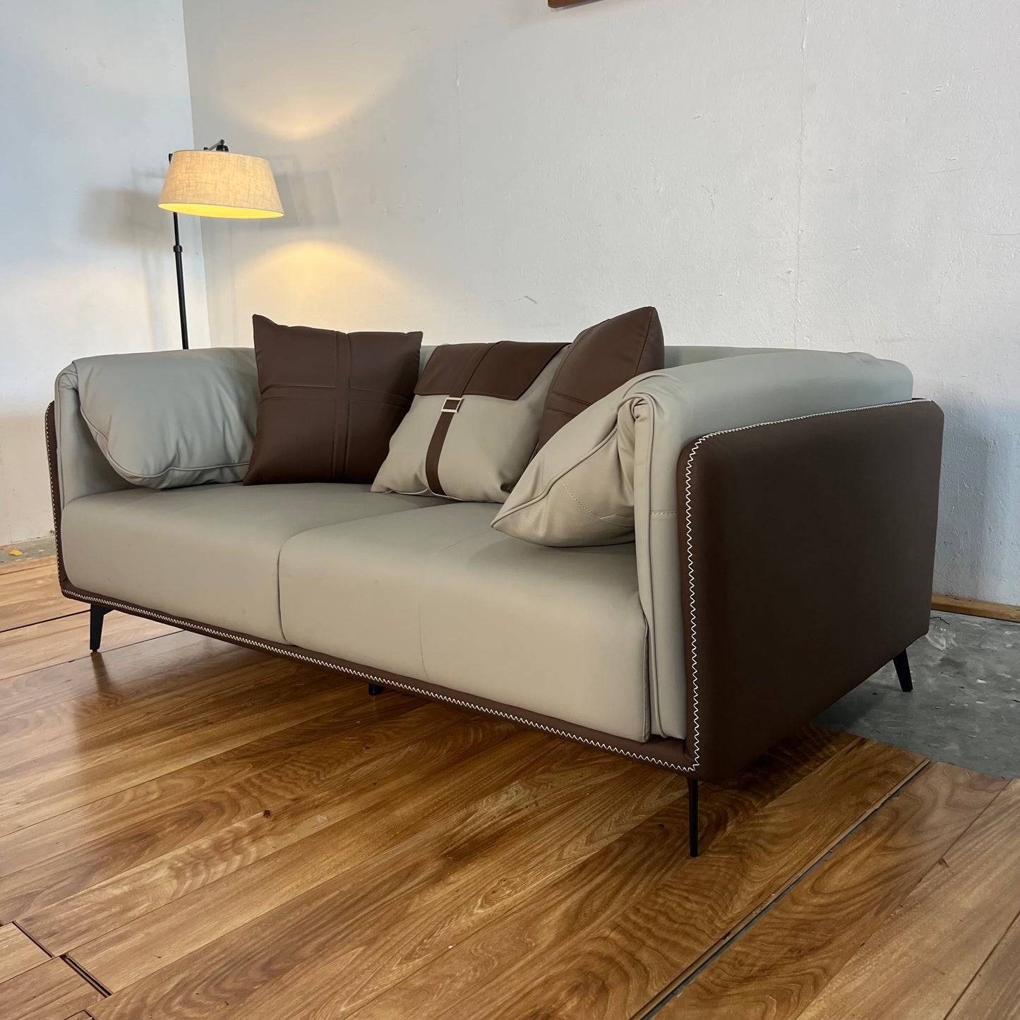 NEW Two-Tone Faux Leather Couch Loveseat