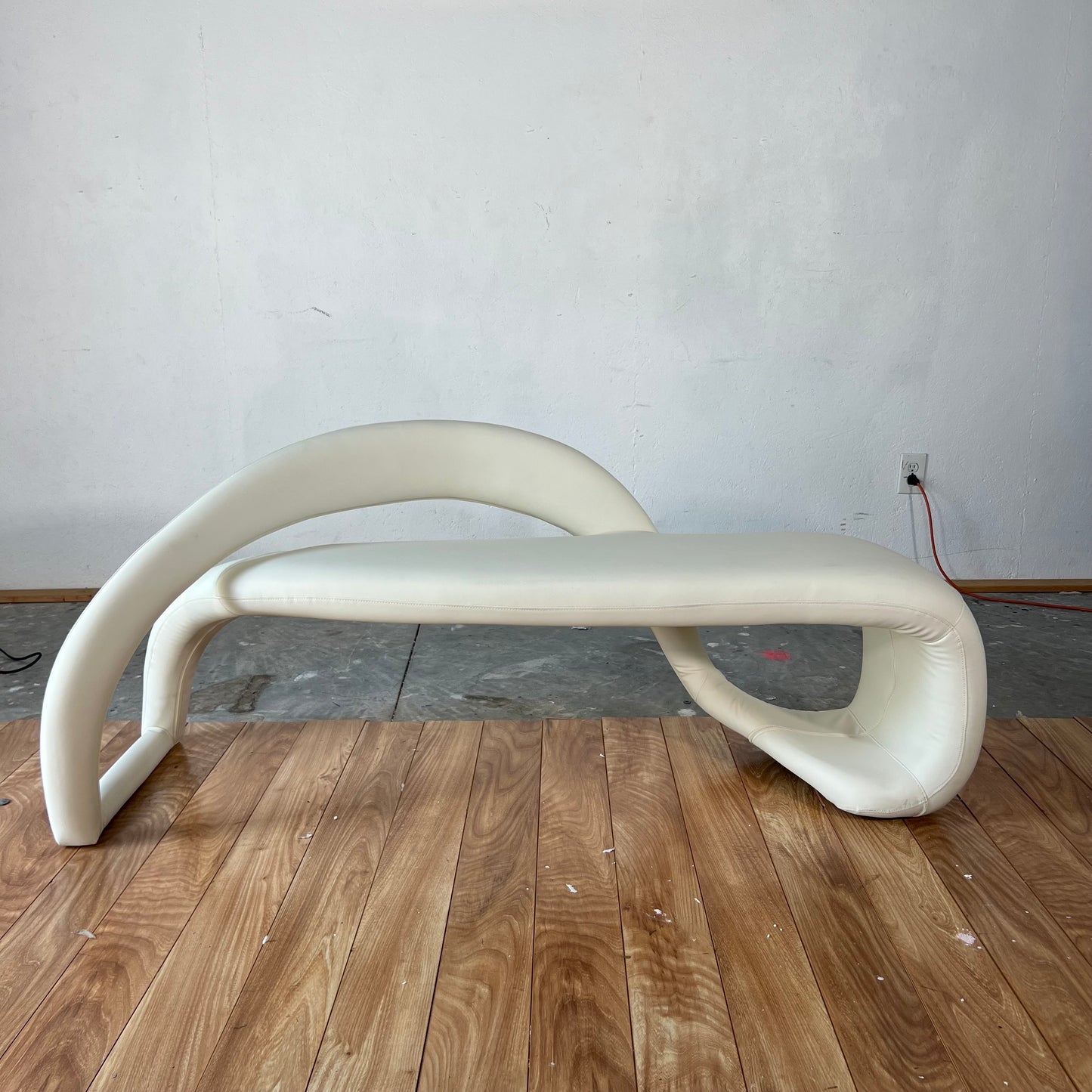NEW Orren Ellis White Faux Leather Abstract Bench