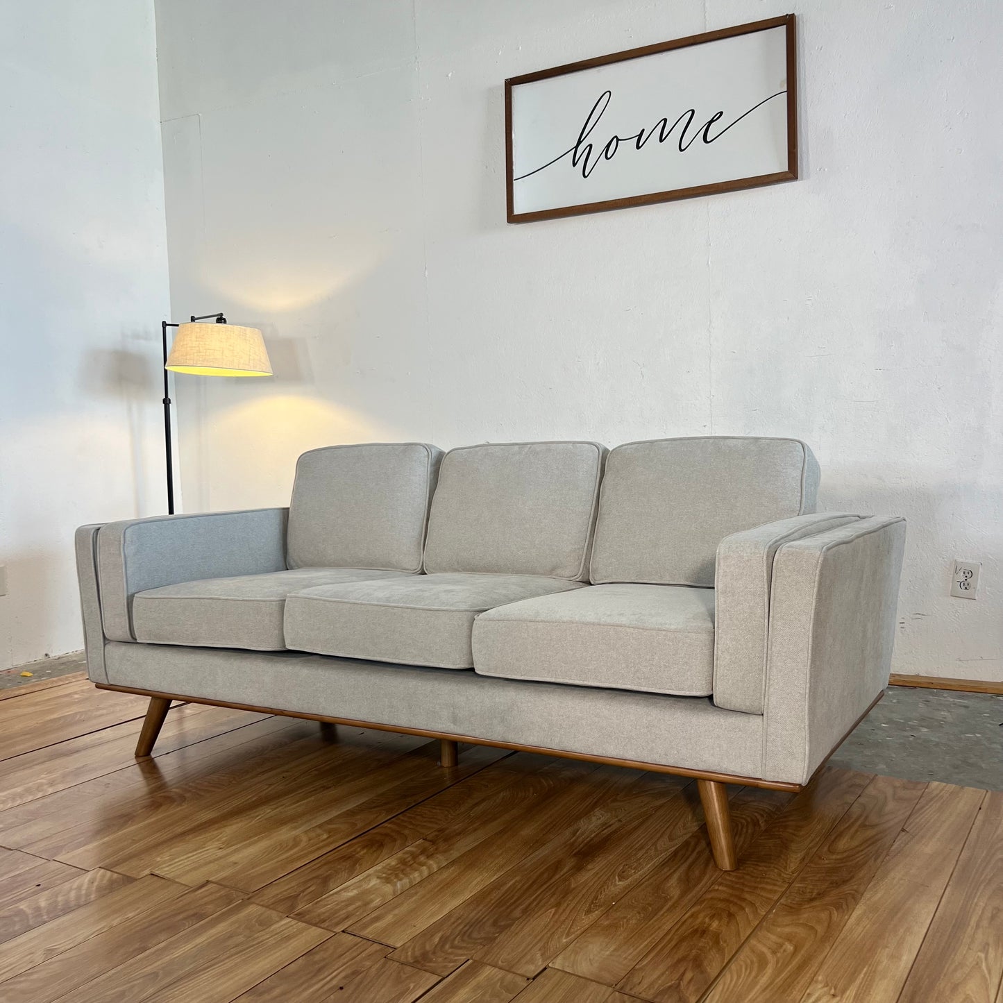 NEW Mid-Century-Modern Khaki Sofa Couch