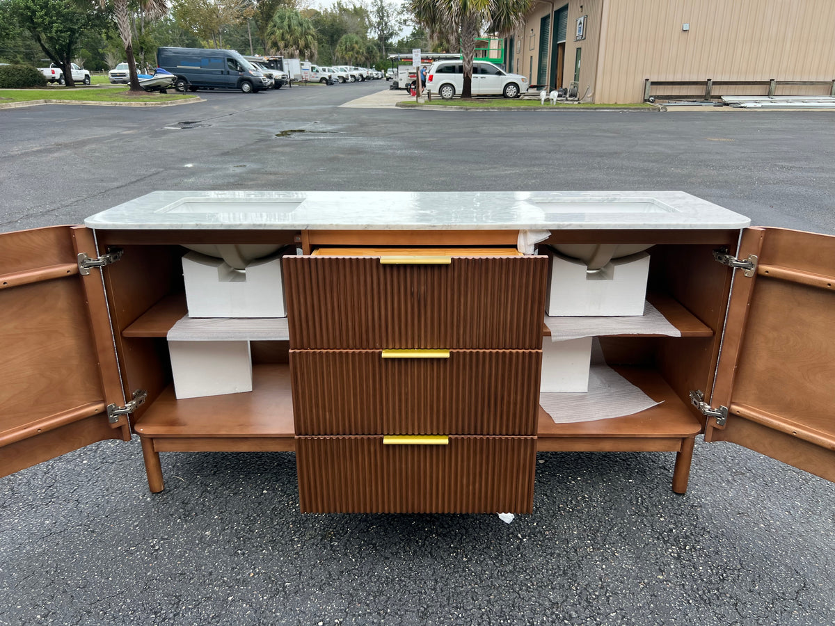 NEW 72” Walnut Fluted Double Vanity