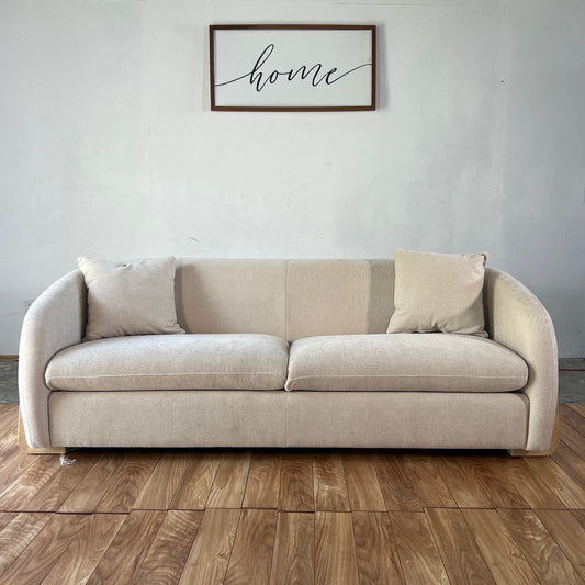 NEW Chenille 90” Cream Curved Sofa