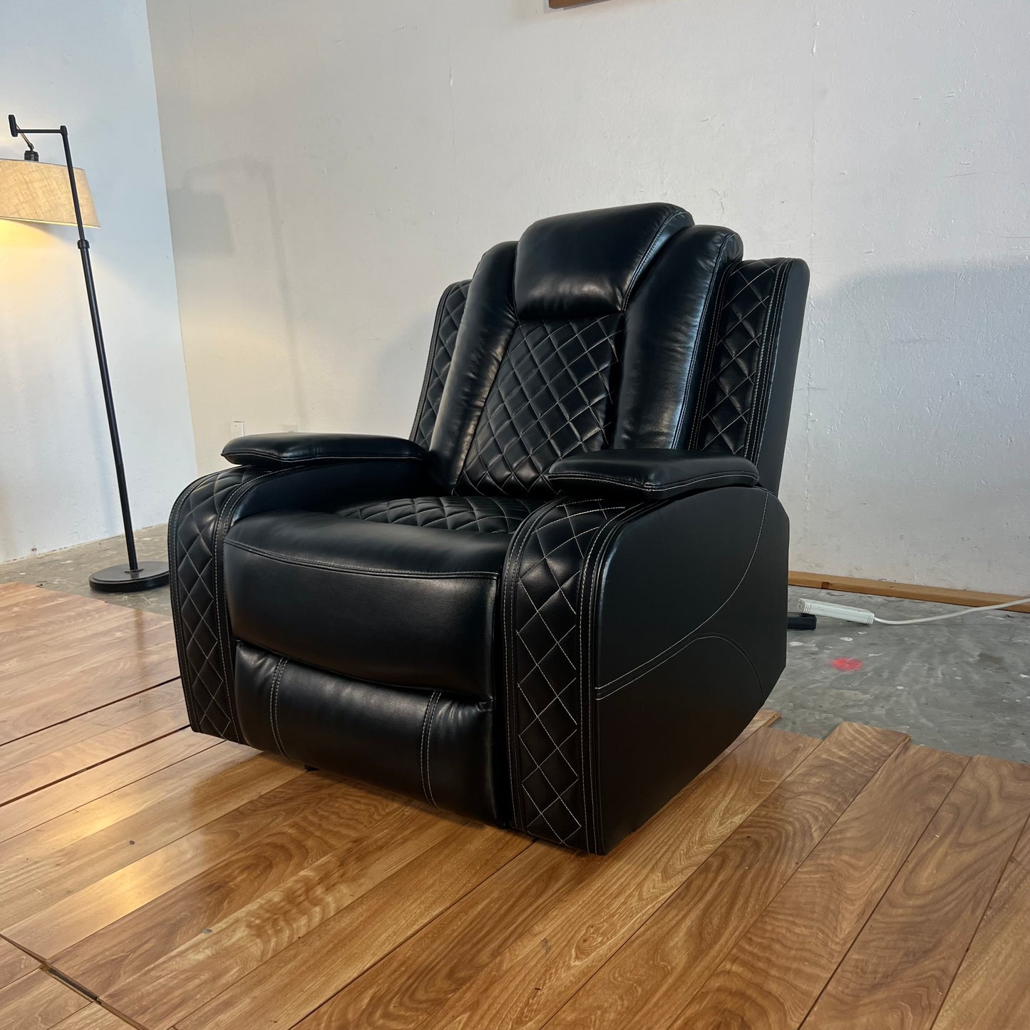 NEW Black Leather Electric Recliner
