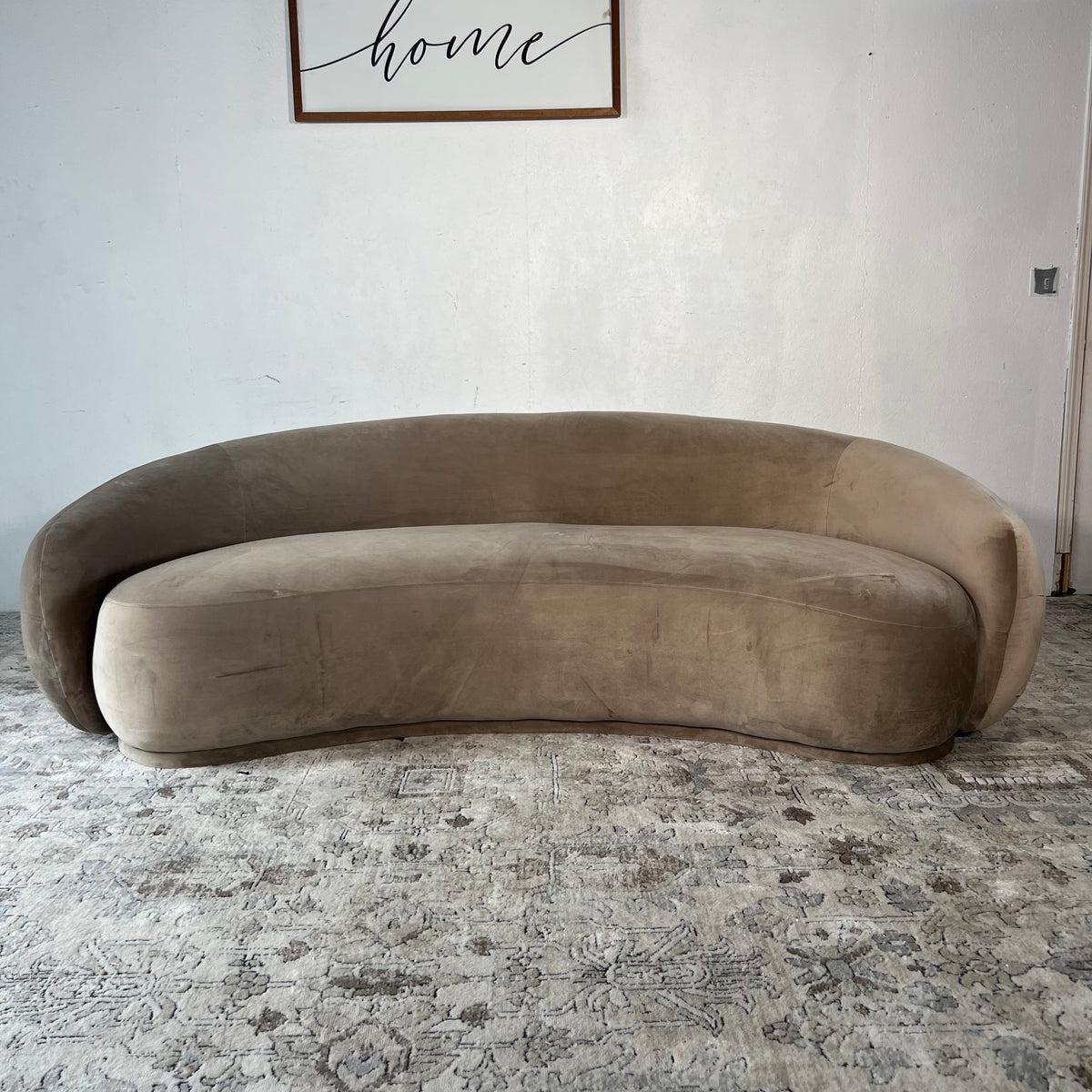 Meridan Furniture “Emery” Beige Curved Sofa