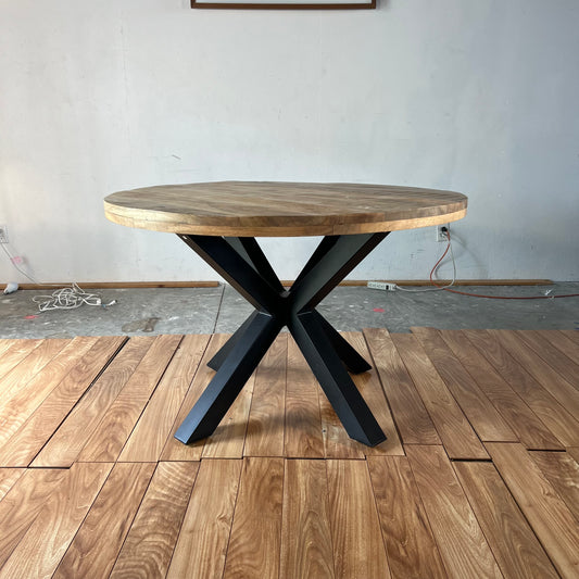 NEW 47” Solid Wood Industrial Round Table