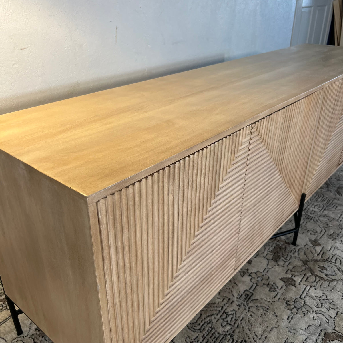 Crestview Solid Mango Wood 78” Credenza Cabinet