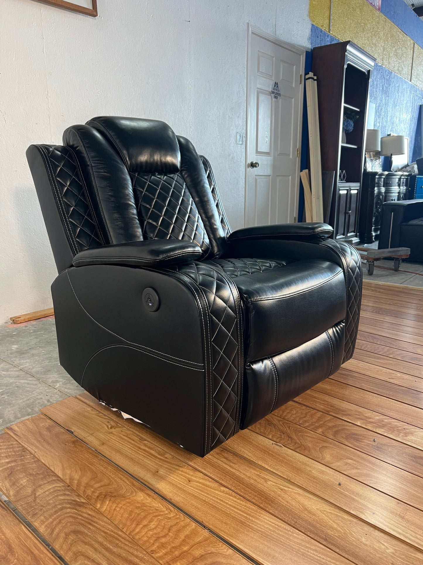 NEW Black Leather Electric Recliner