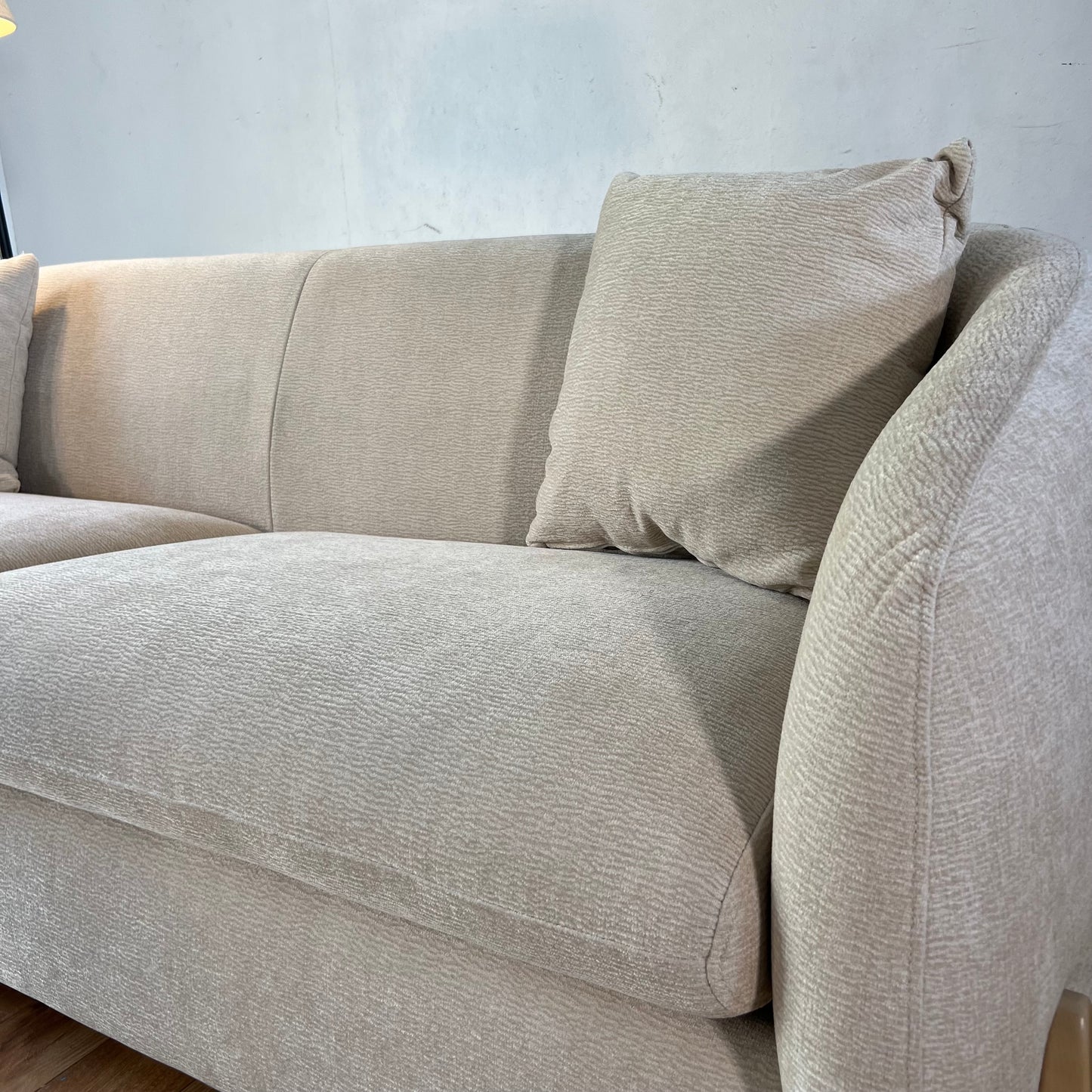 NEW Chenille 90” Cream Curved Sofa