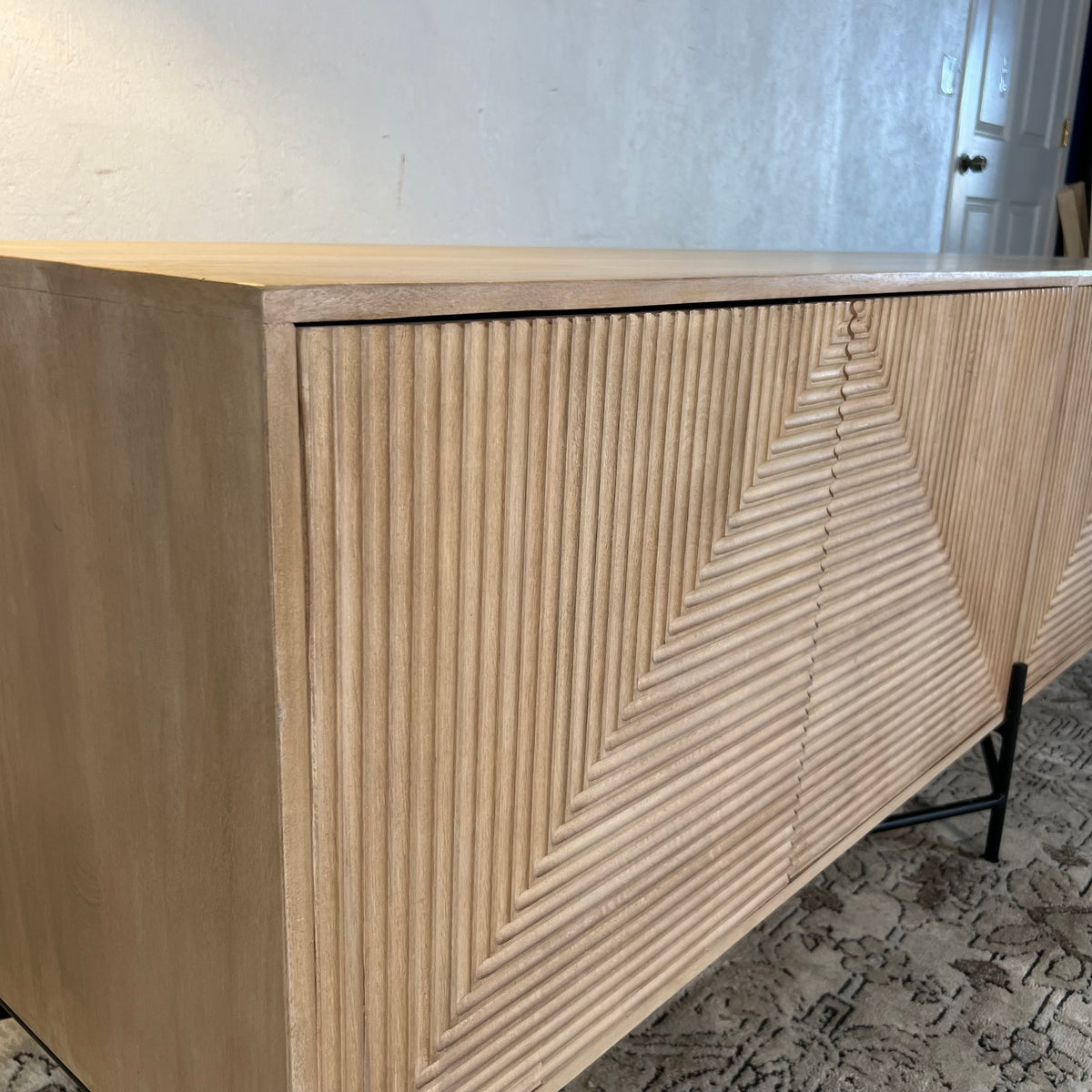 Crestview Solid Mango Wood 78” Credenza Cabinet
