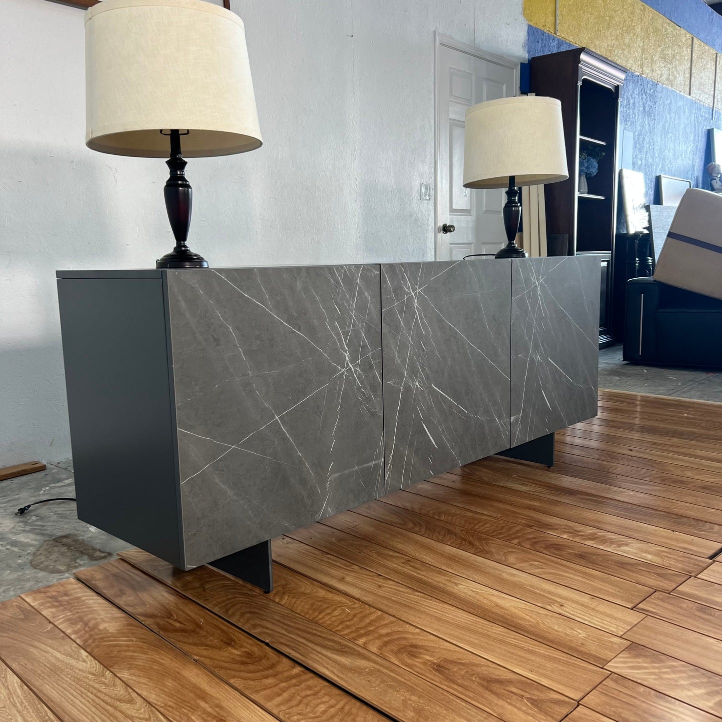 NEW Hugo Gray Marbled Porcelain Buffet