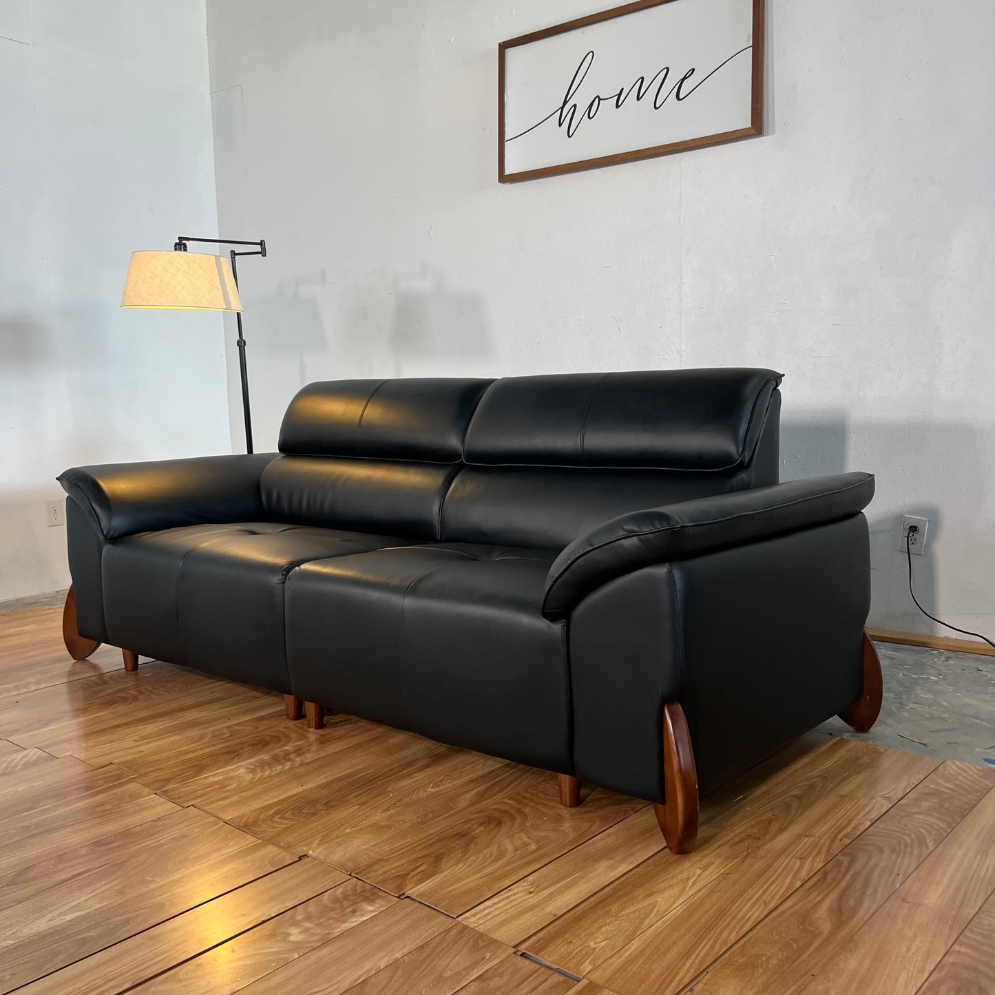 NEW 2-Piece Genuine Black Leather Sofa