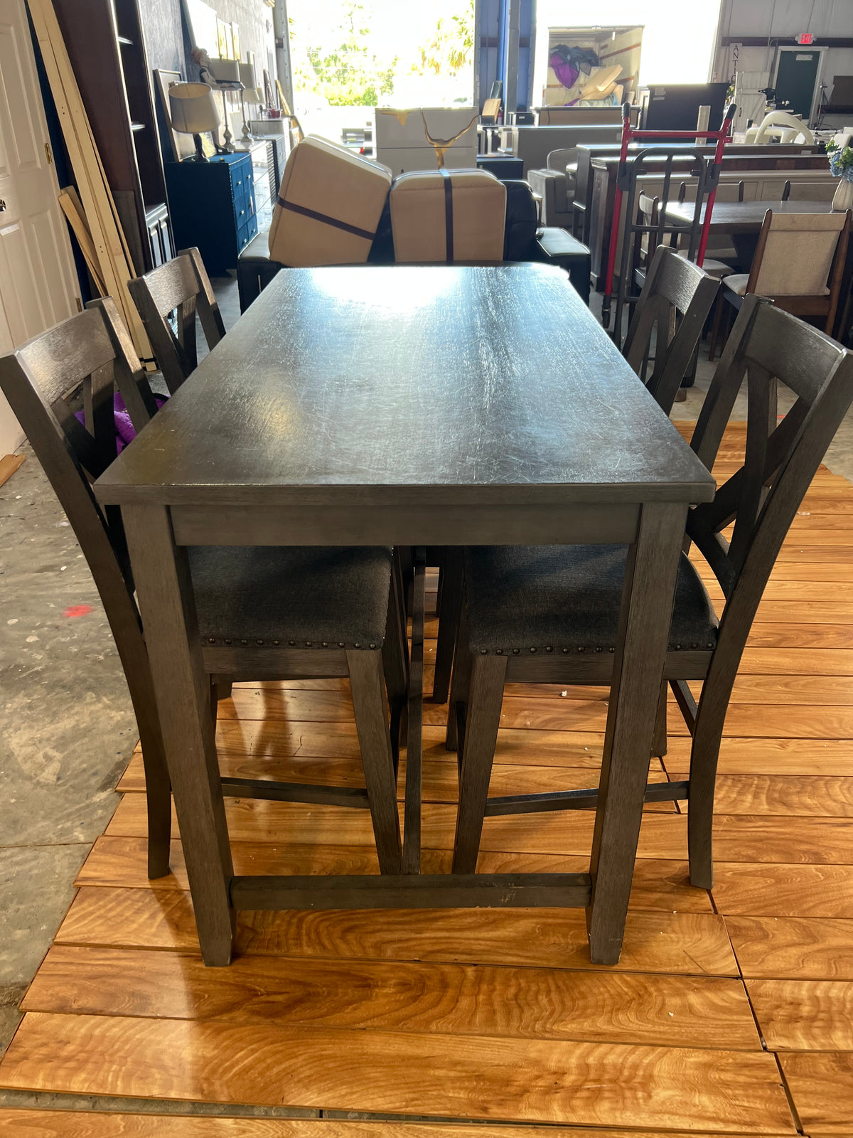 Ashley Furniture 4-Piece Dark Grey Counter Height Dining Set