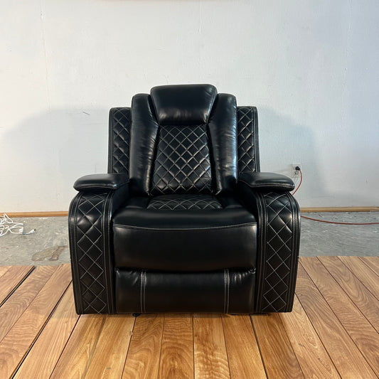 NEW Black Leather Electric Recliner