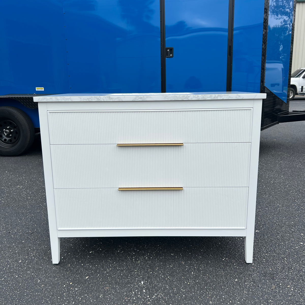 NEW 42” White Fluted Single Bathroom Vanity