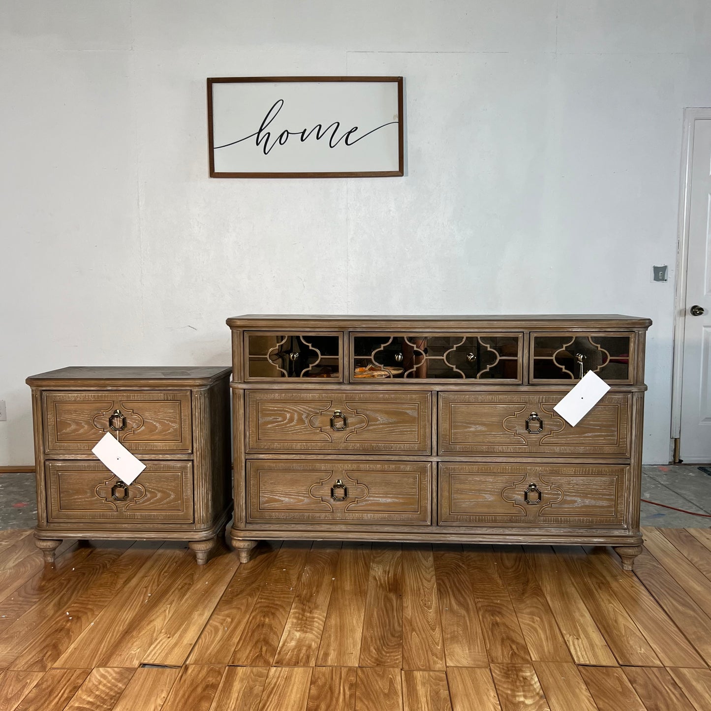 NEW Rustic Natural Oak Dresser and Nightstand Set
