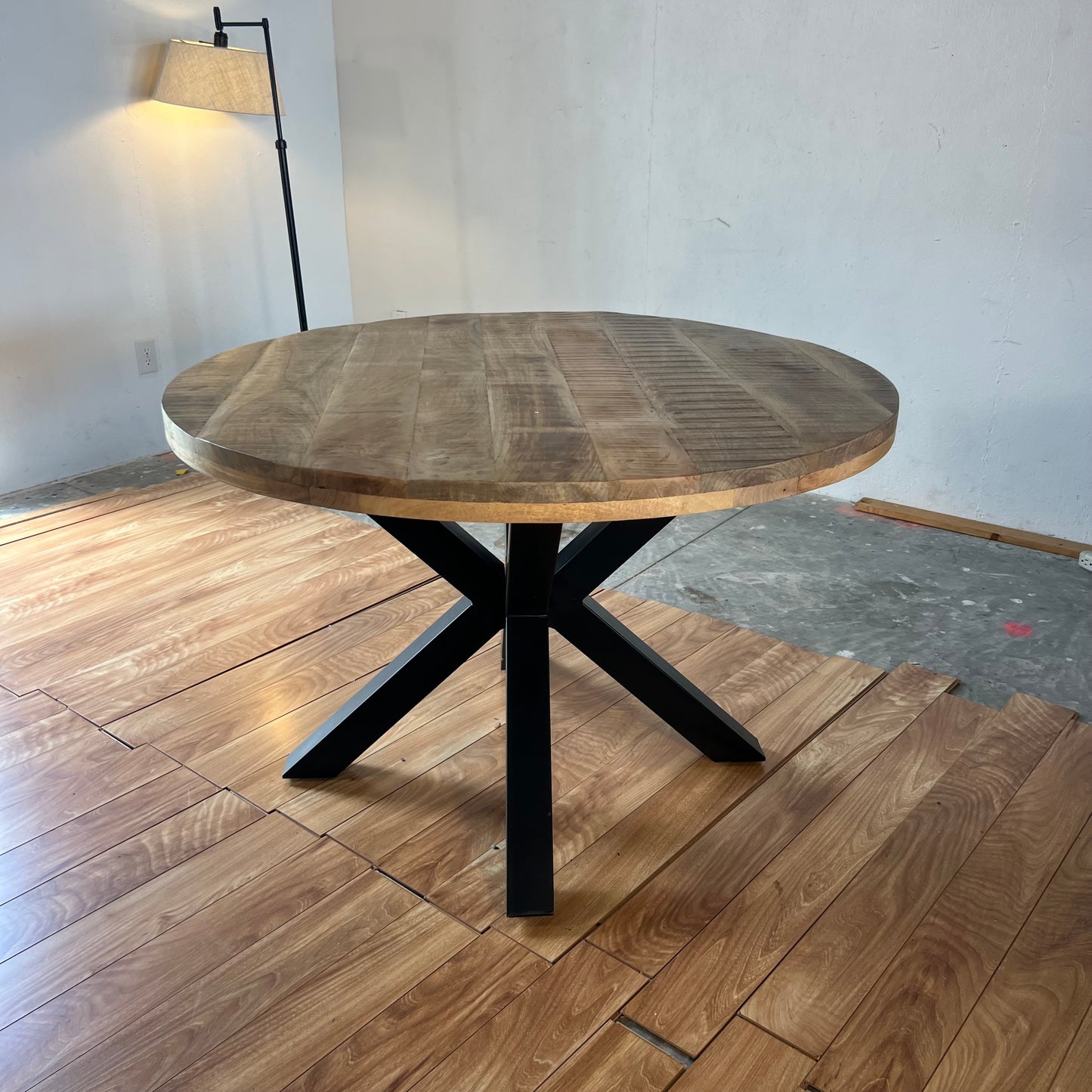 NEW 47” Solid Wood Industrial Round Table
