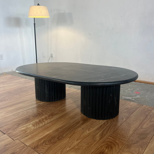 NEW Black Marble Oval Coffee Table