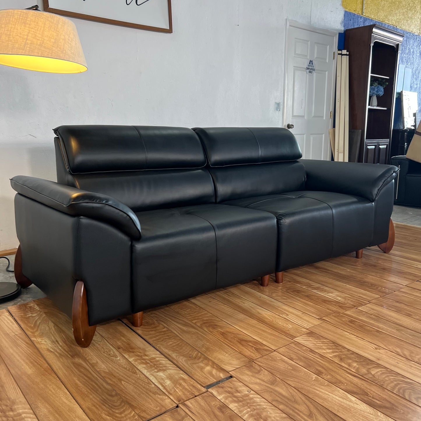 NEW 2-Piece Genuine Black Leather Sofa