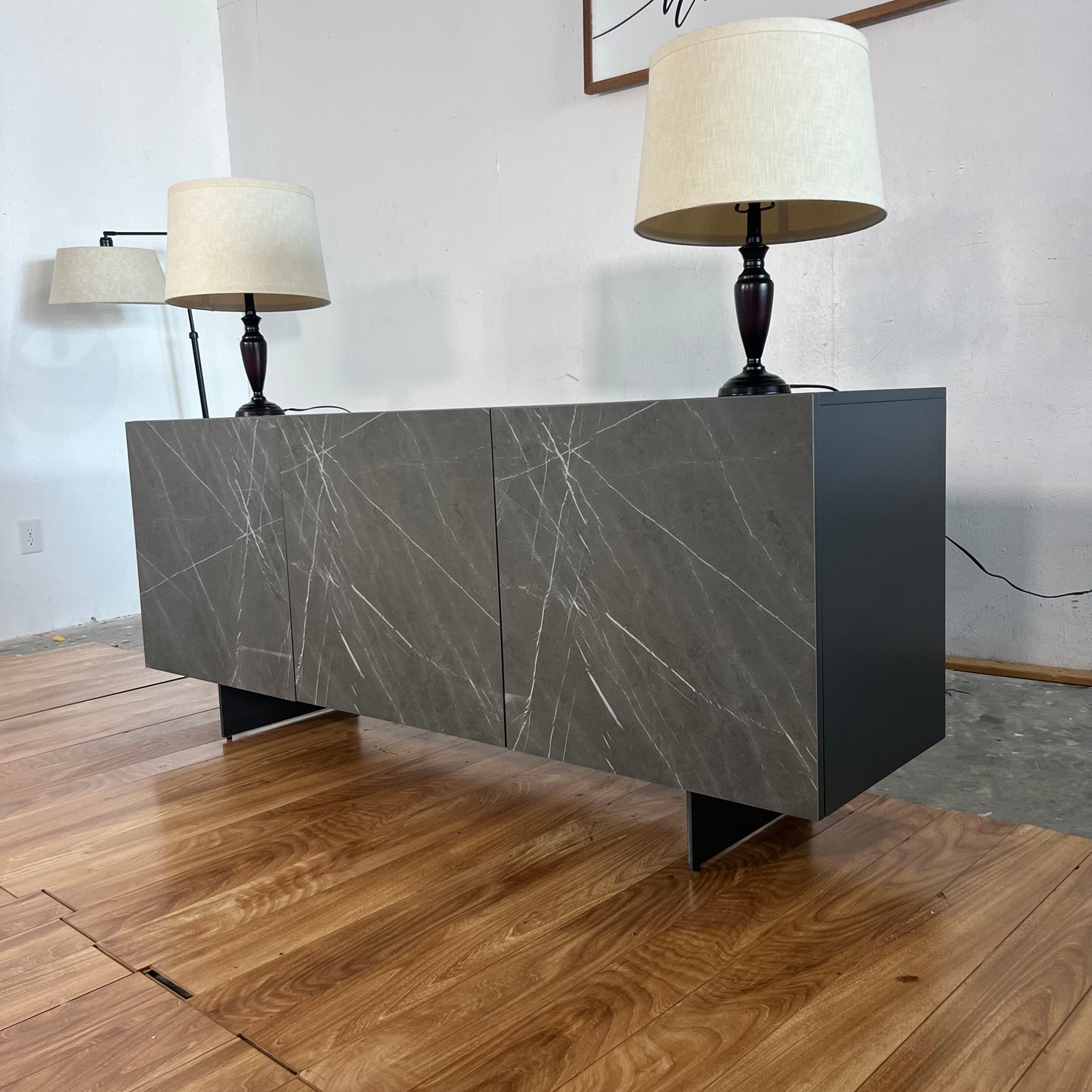 NEW Hugo Gray Marbled Porcelain Buffet