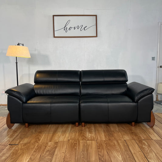 NEW 2-Piece Genuine Black Leather Sofa
