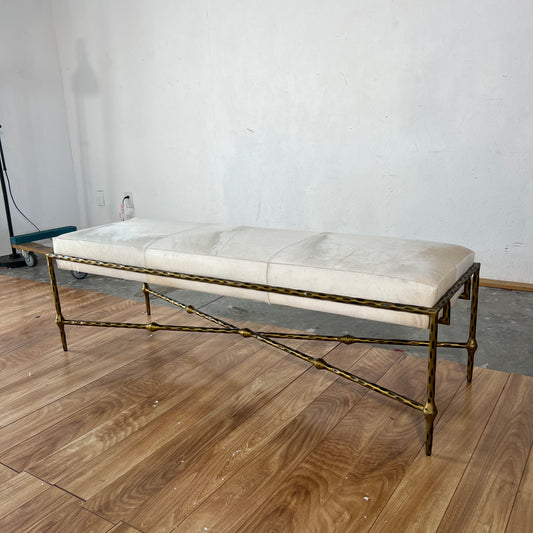 NEW Gabby Faux Fur Hyde Leather Bench