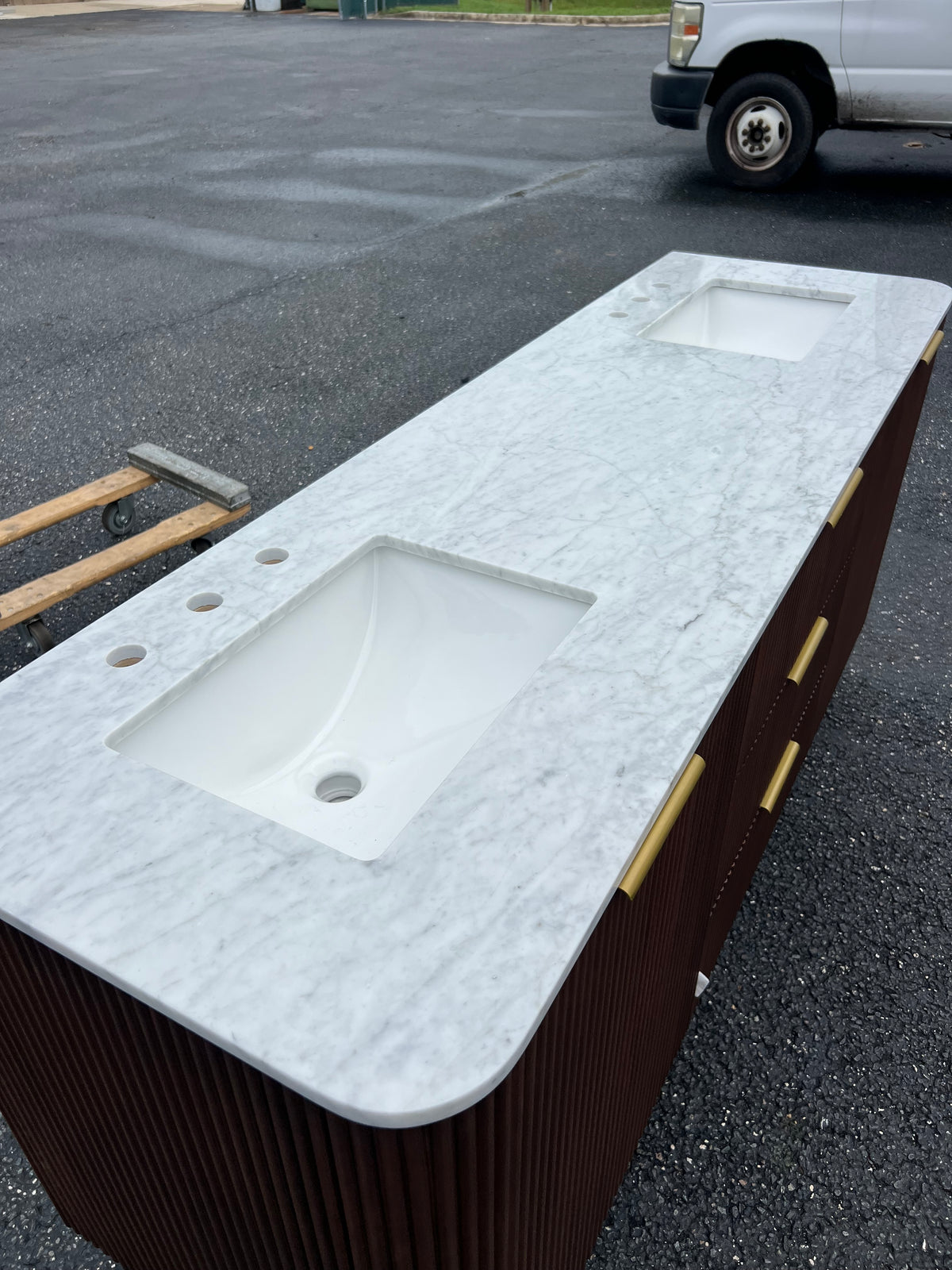 NEW 72” Walnut Fluted Double Vanity