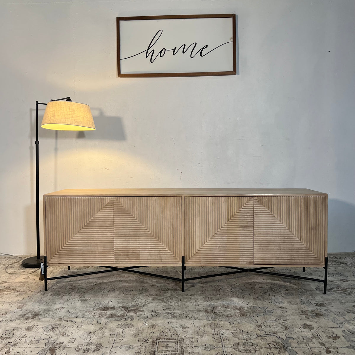 Crestview Solid Mango Wood 78” Credenza Cabinet