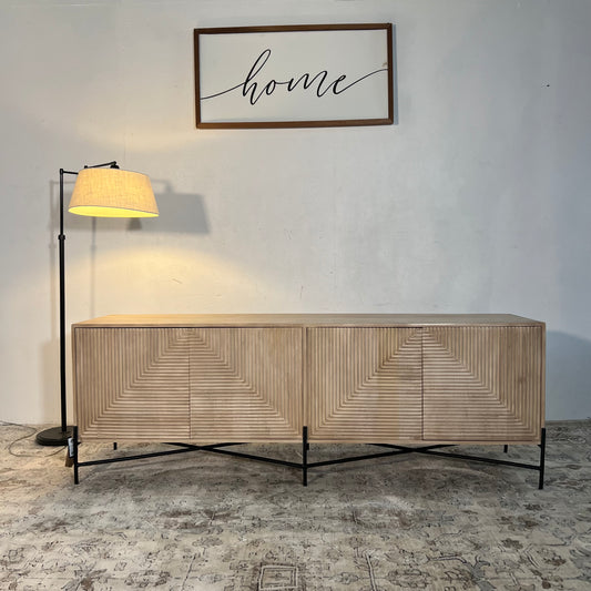 Crestview Solid Mango Wood 78” Credenza Cabinet