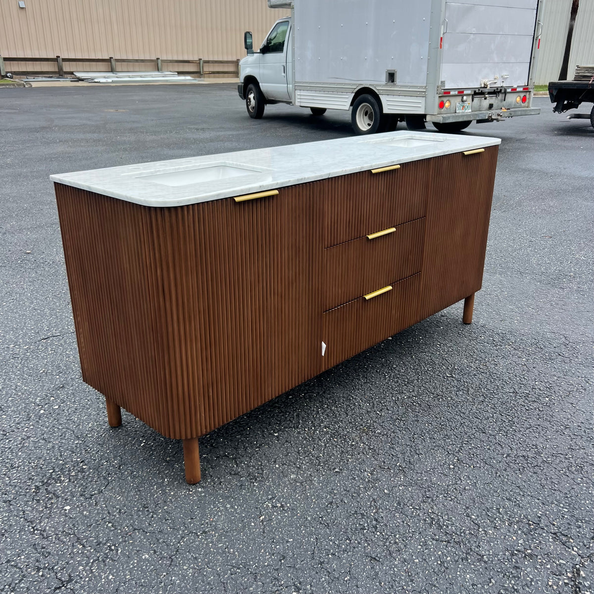NEW 72” Walnut Fluted Double Vanity