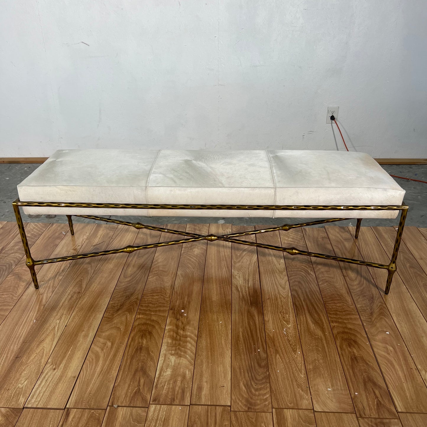 NEW Gabby Faux Fur Hyde Leather Bench