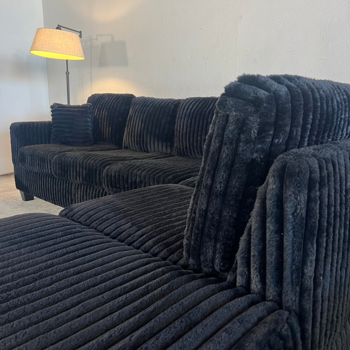 Like New 2-Piece Corduroy Fluffy Sectional Sofa