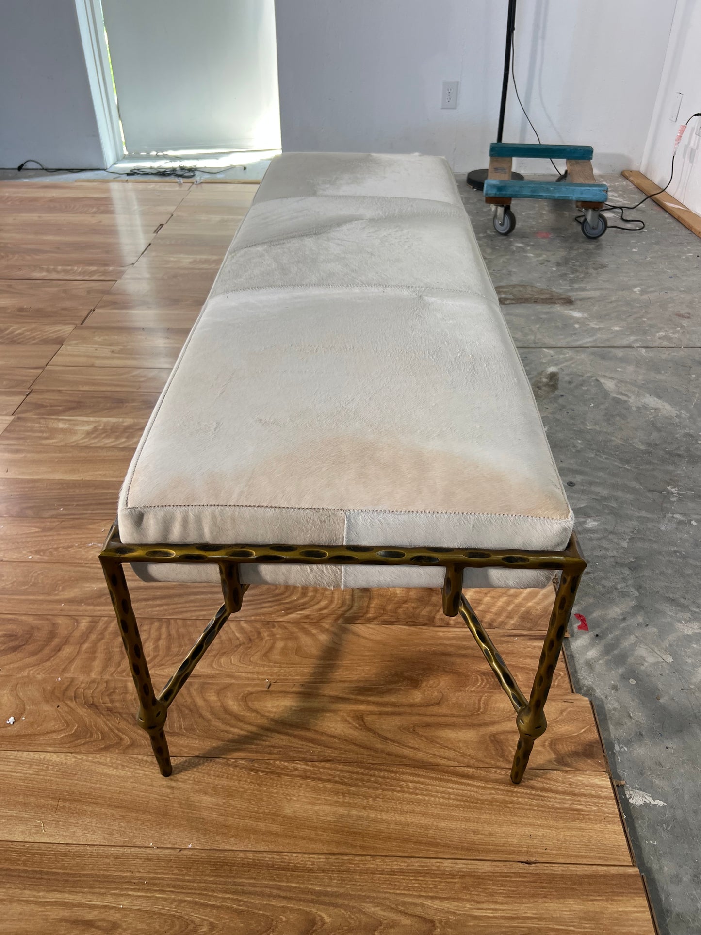 NEW Gabby Faux Fur Hyde Leather Bench