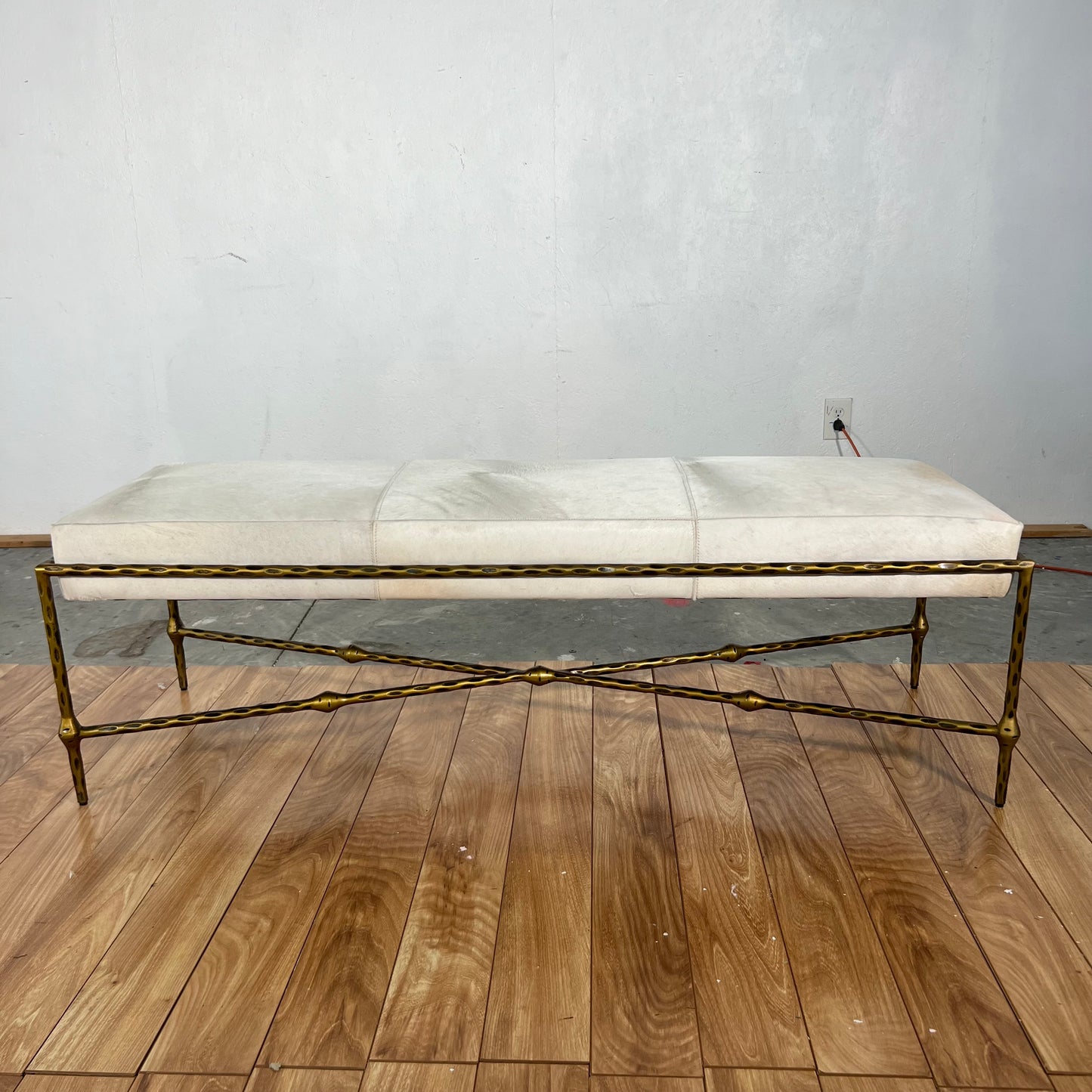 NEW Gabby Faux Fur Hyde Leather Bench