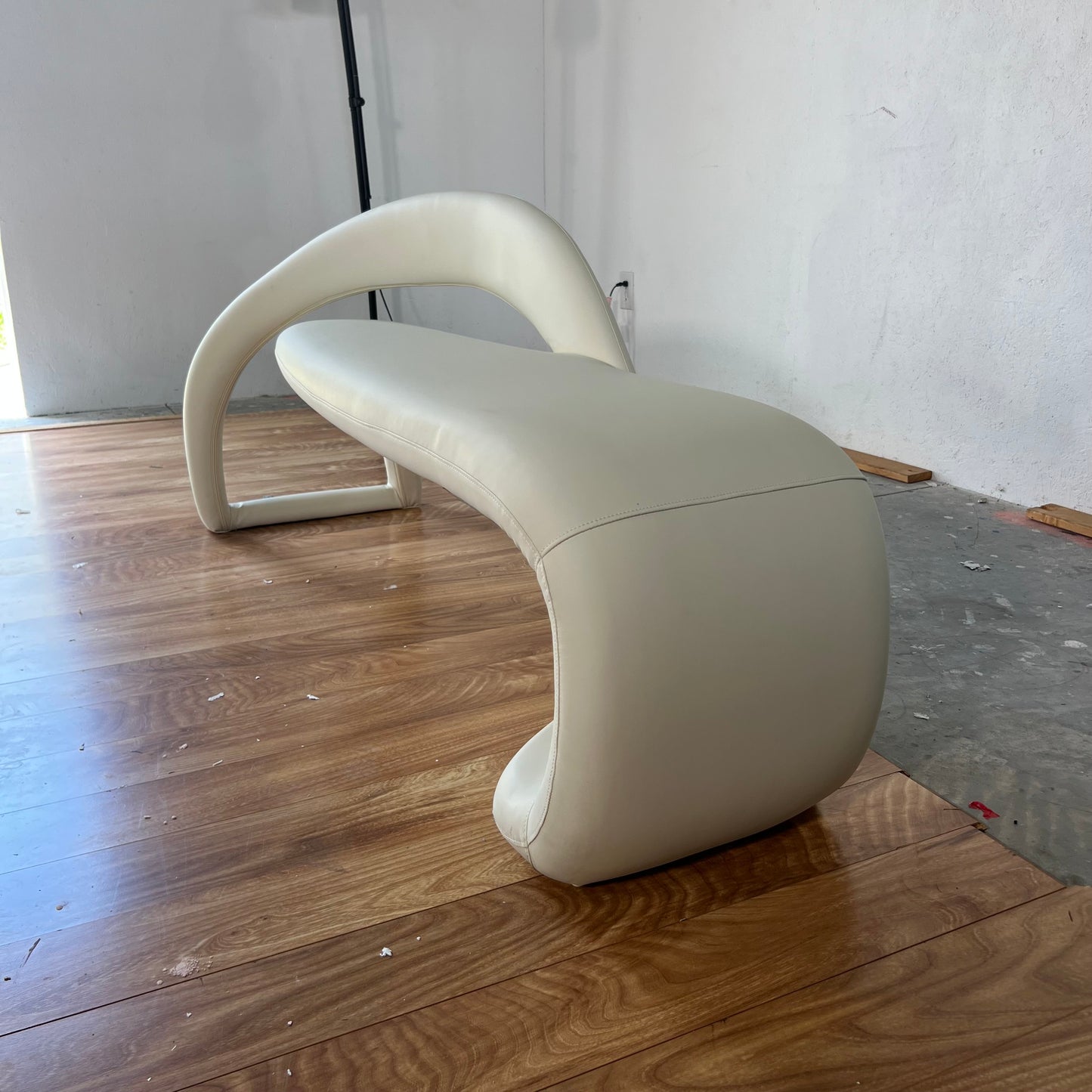 NEW Orren Ellis White Faux Leather Abstract Bench