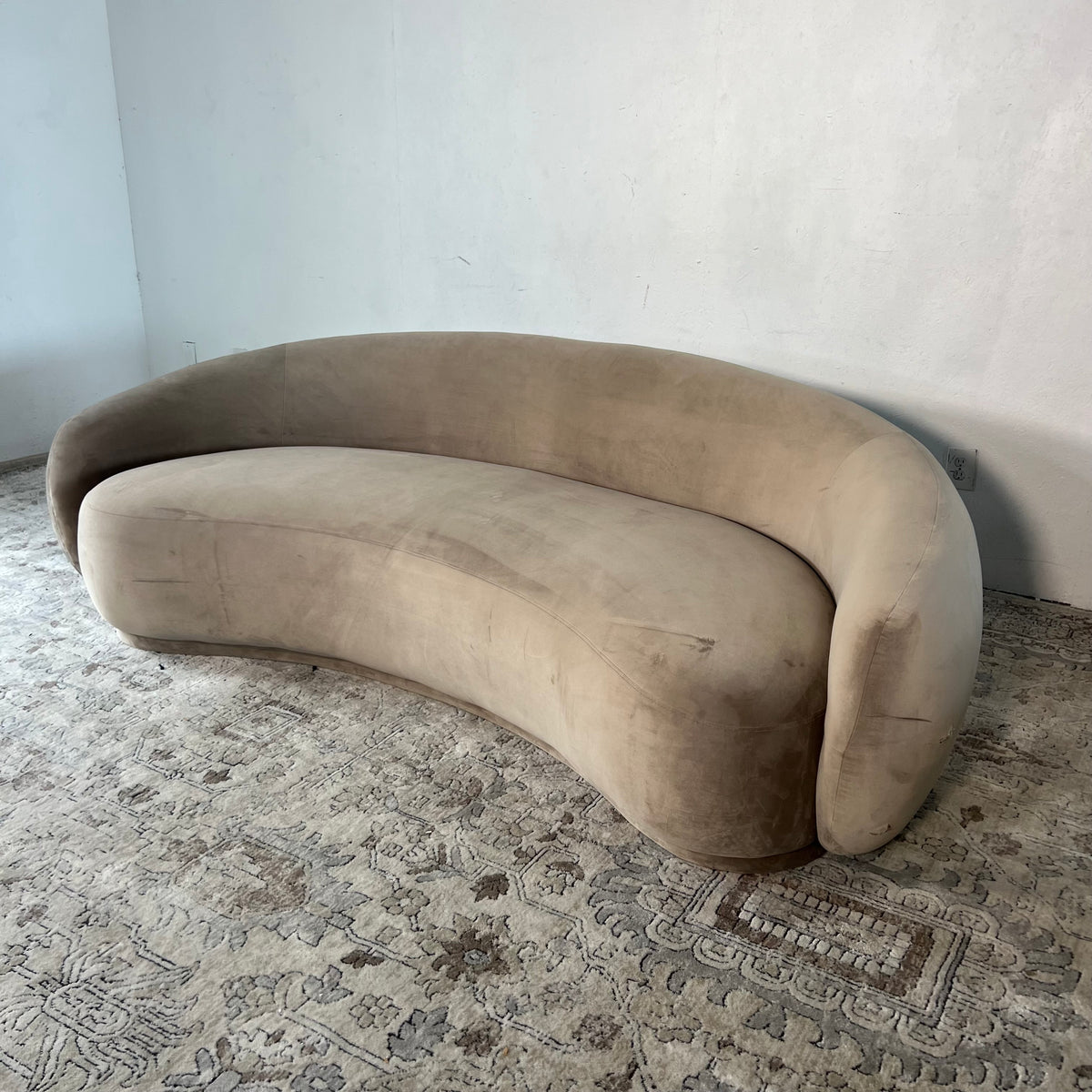 Meridan Furniture “Emery” Beige Curved Sofa