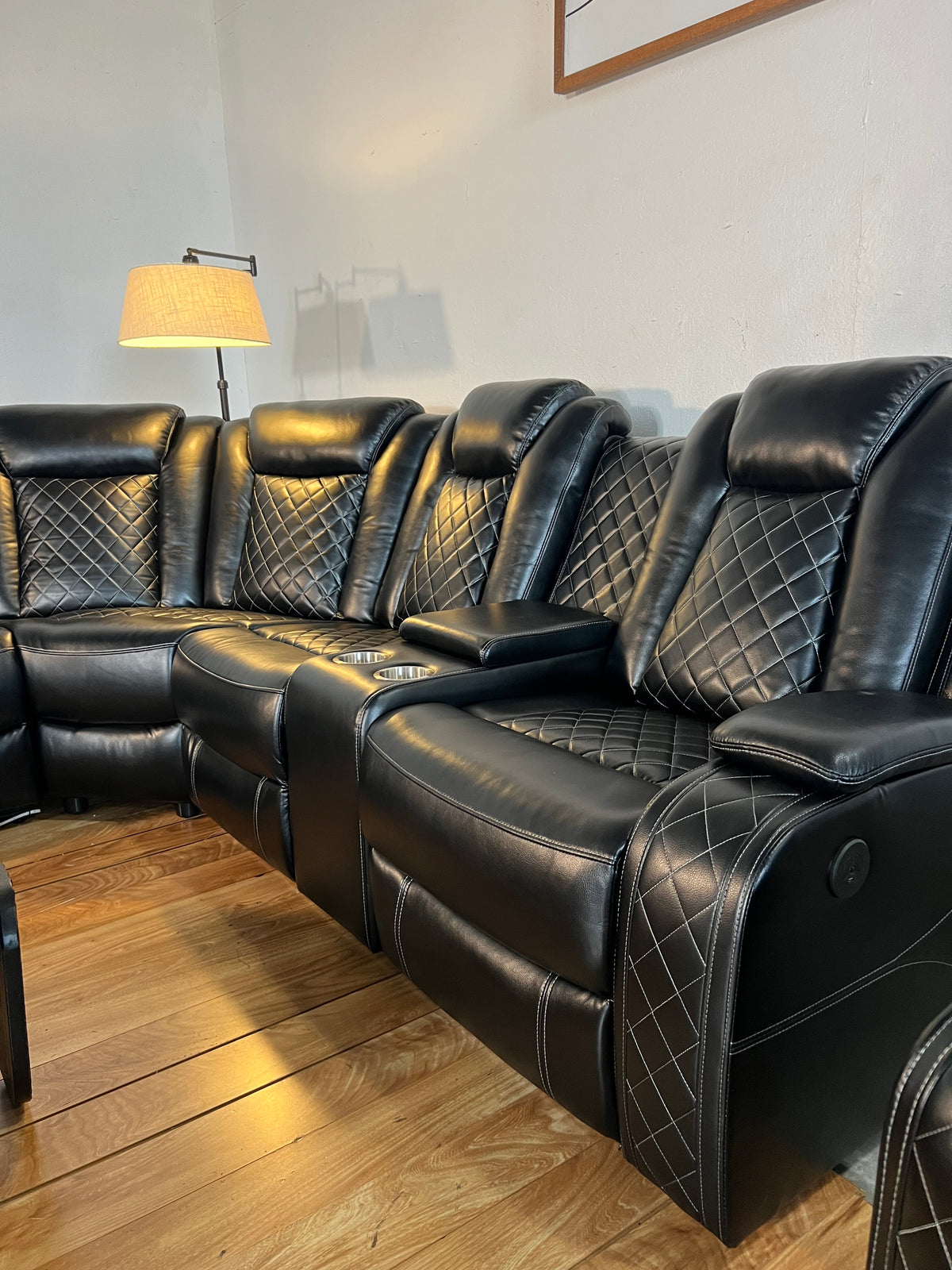 NEW Black Leather 4-Piece Reclining Living Room Set