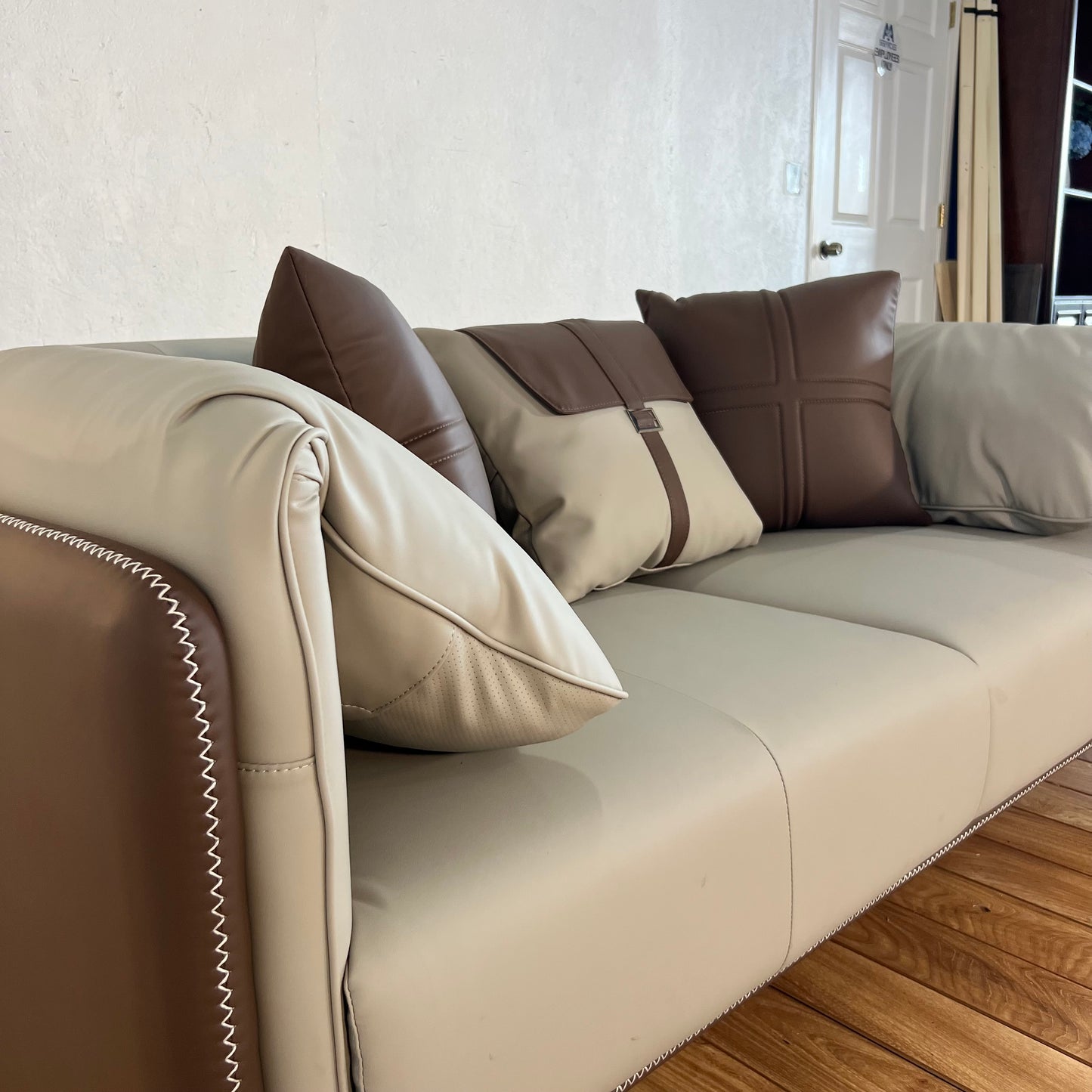 NEW Two-Tone Faux Leather Couch Loveseat
