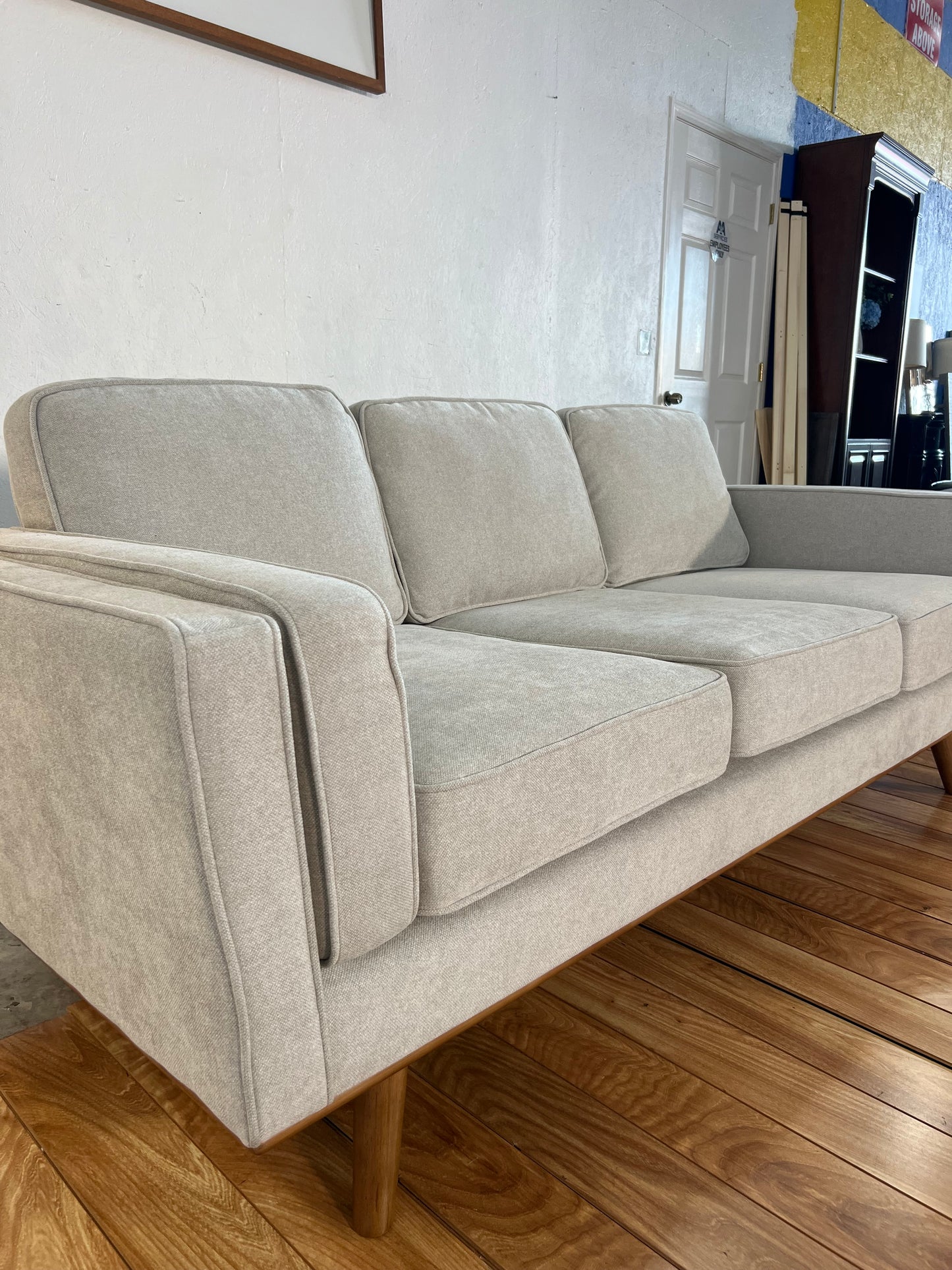 NEW Mid-Century-Modern Khaki Sofa Couch