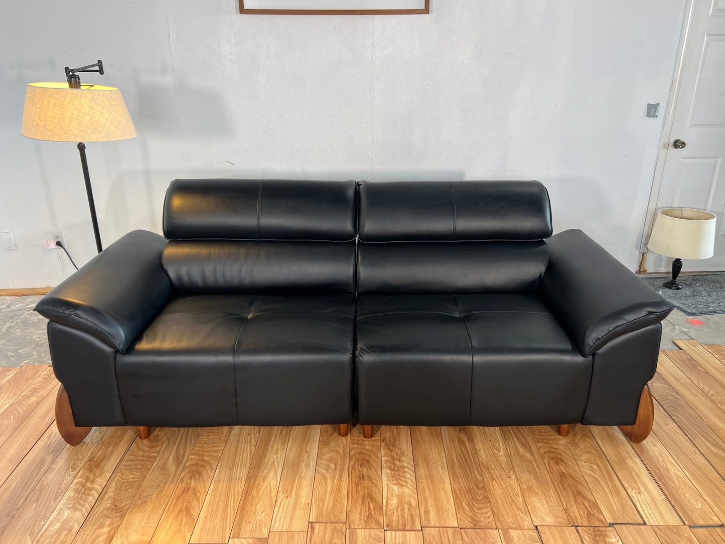 NEW 2-Piece Genuine Black Leather Sofa