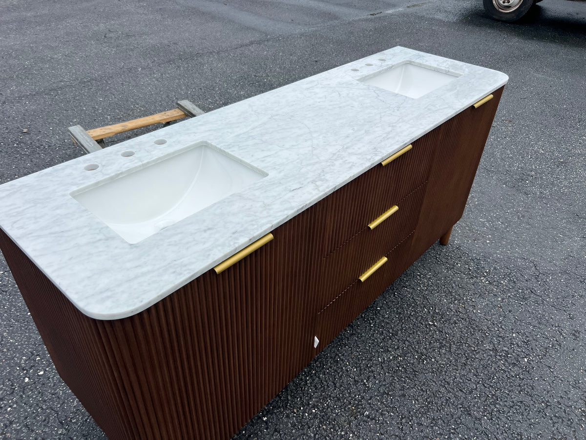 NEW 72” Walnut Fluted Double Vanity