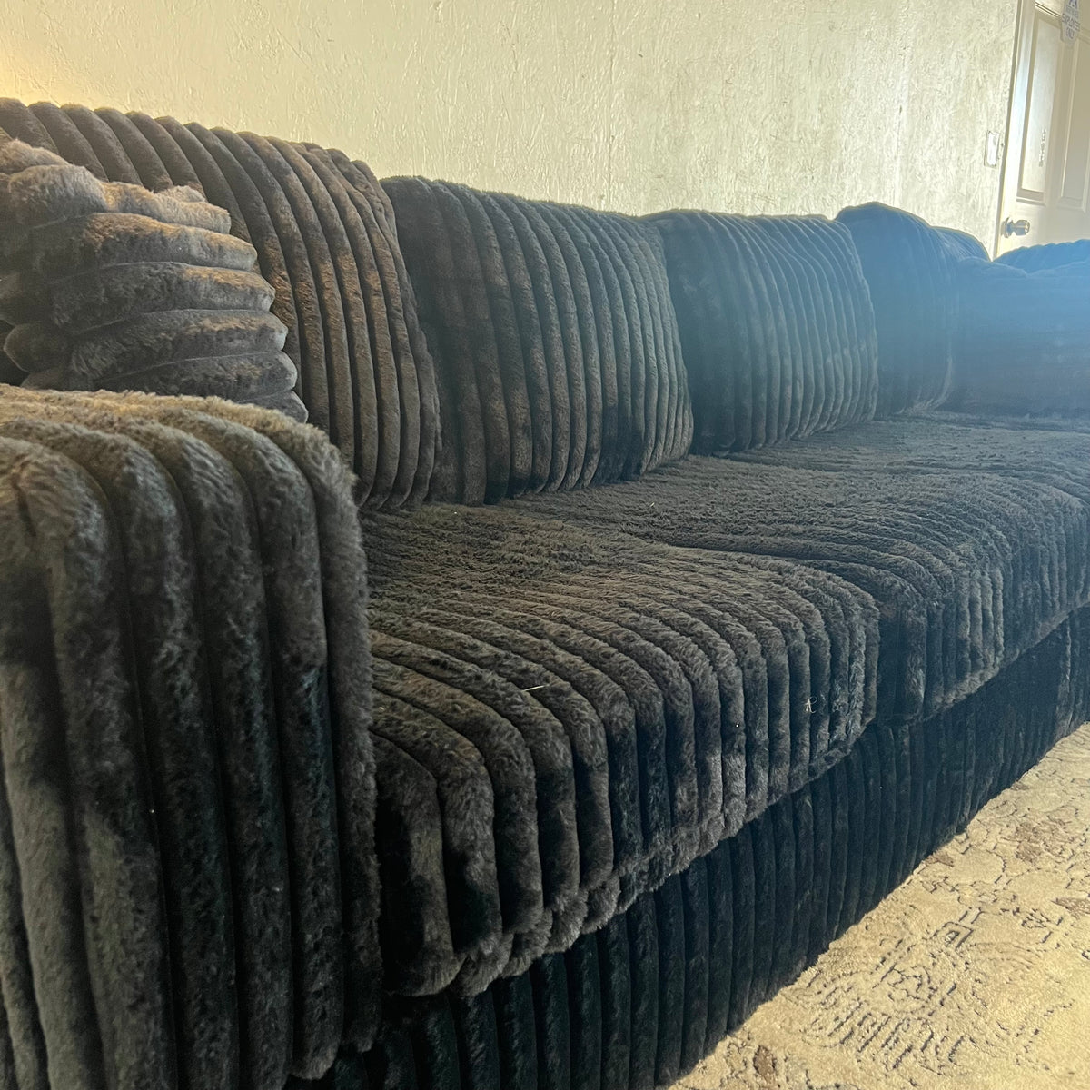 Like New 2-Piece Corduroy Fluffy Sectional Sofa