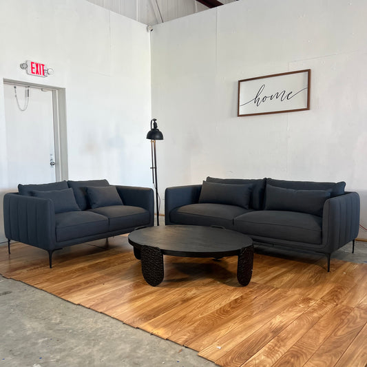 NEW AllModern Navy 2-Piece Living Room Sofa Set