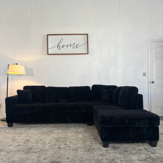 Like New 2-Piece Corduroy Fluffy Sectional Sofa