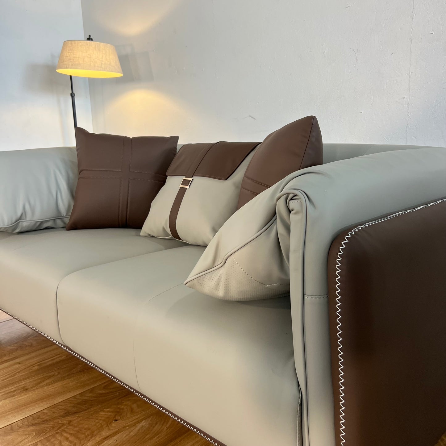 NEW Two-Tone Faux Leather Couch Loveseat