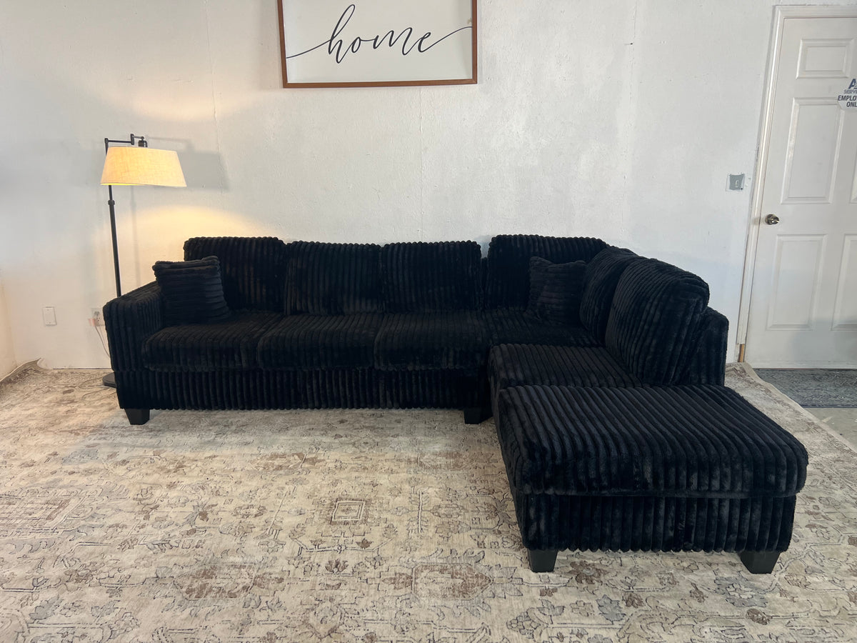 Like New 2-Piece Corduroy Fluffy Sectional Sofa