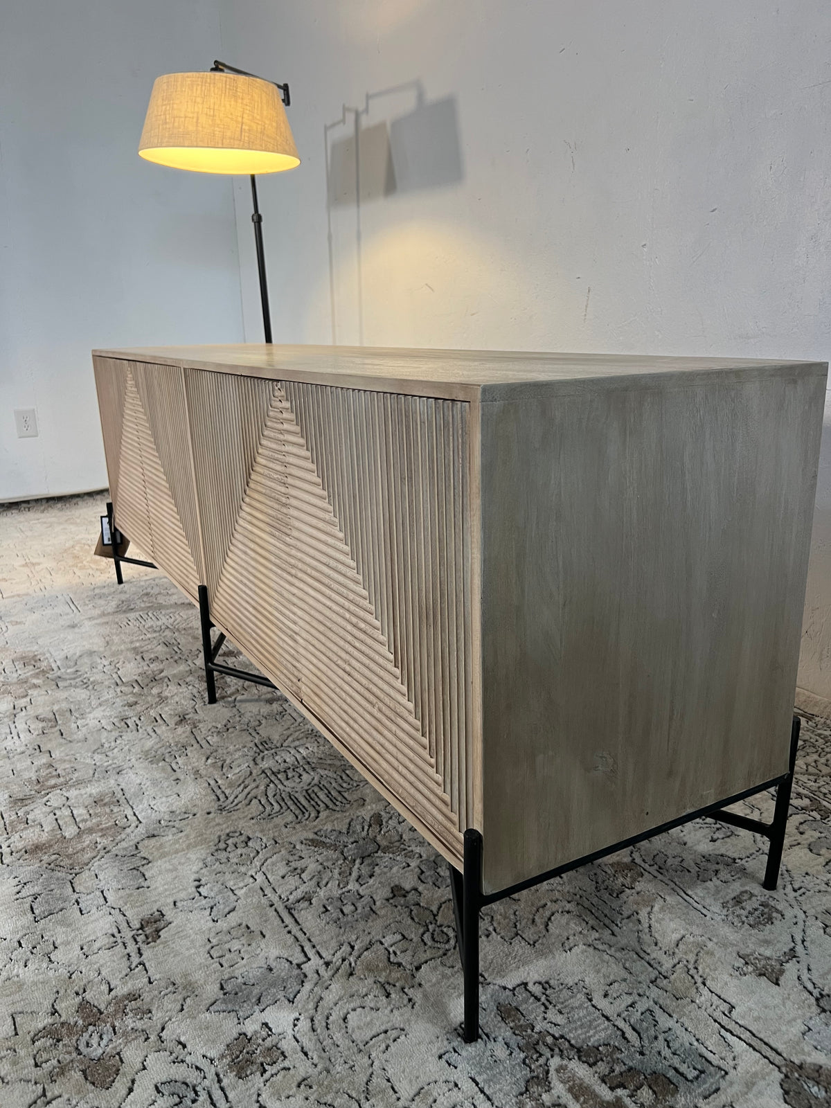 Crestview Solid Mango Wood 78” Credenza Cabinet